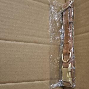 Tan Leather Dog Collar with Gold Buckle